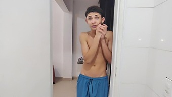 The stepson masturbates while his stepfather fucks his gorgeous mother in the bathroom